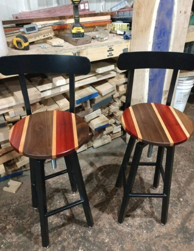 Custom Bar Stools with Wood Epoxy Seats