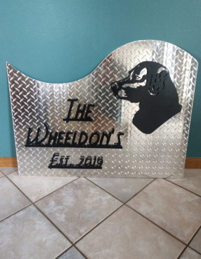 Diamond Plate Metal Commercial Signage with a Dog Head