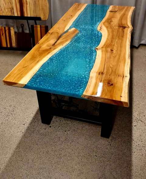 Hickory & Epoxy Resin Table - CW & Son | Custom Metal Fabrication ...